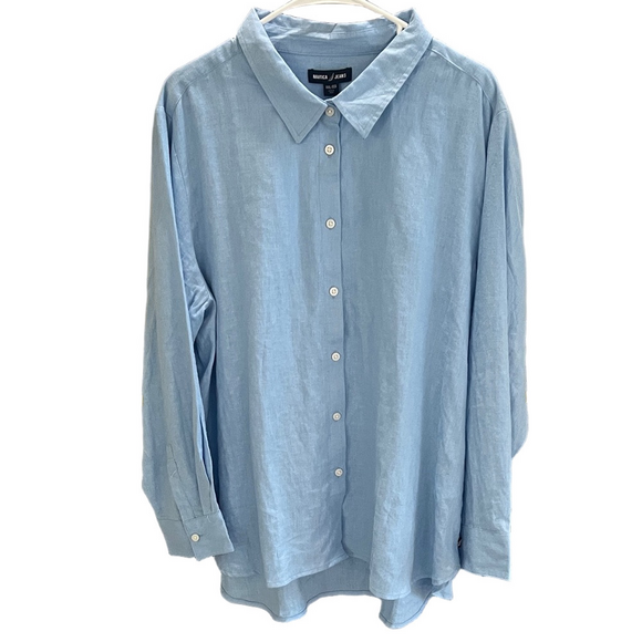 Nautica Tops - Nautica Linen Blend Light Blue Button-Down Shirt Women’s
